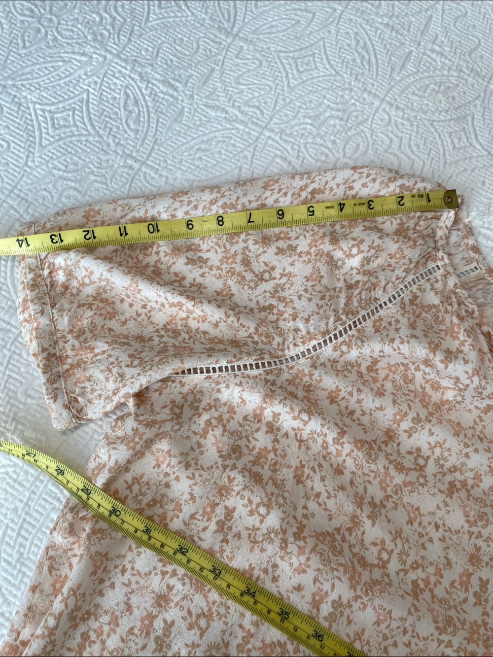 ANGELS-Forever Young Cream Pink & Tan Floral Button-Front Women's Top Sz Large - Picture 13 of 14